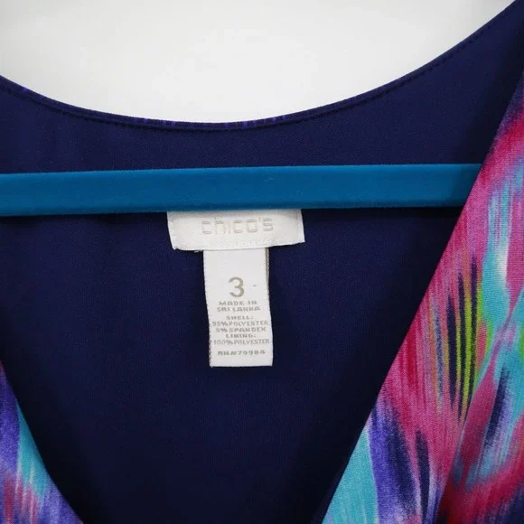 Chico's Maxi Dress Womens XL Blue Boho Vibrant Resortwear Eclectic Bold Artistic - Picture 2 of 16